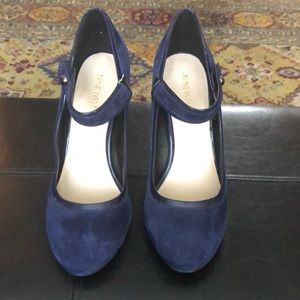 Blue suede 4 inch Mary Jane heels Nine West